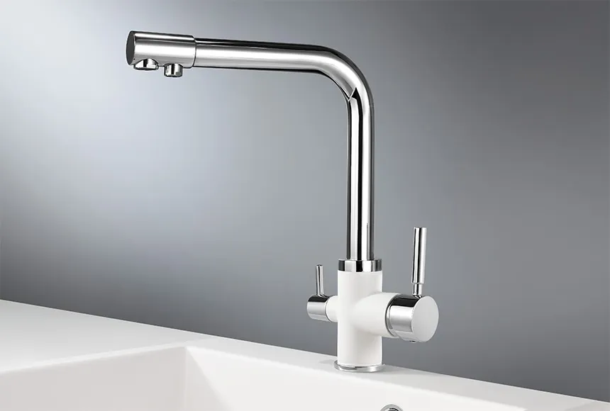 Смеситель для кухни Granula 3015 хром/арктик, Белый     