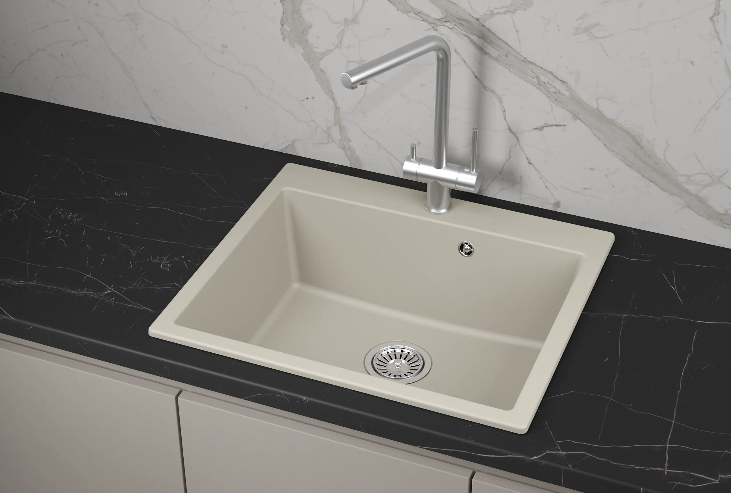 Мойка для кухни Granula 6001 креман, 60х52 см, квадратная